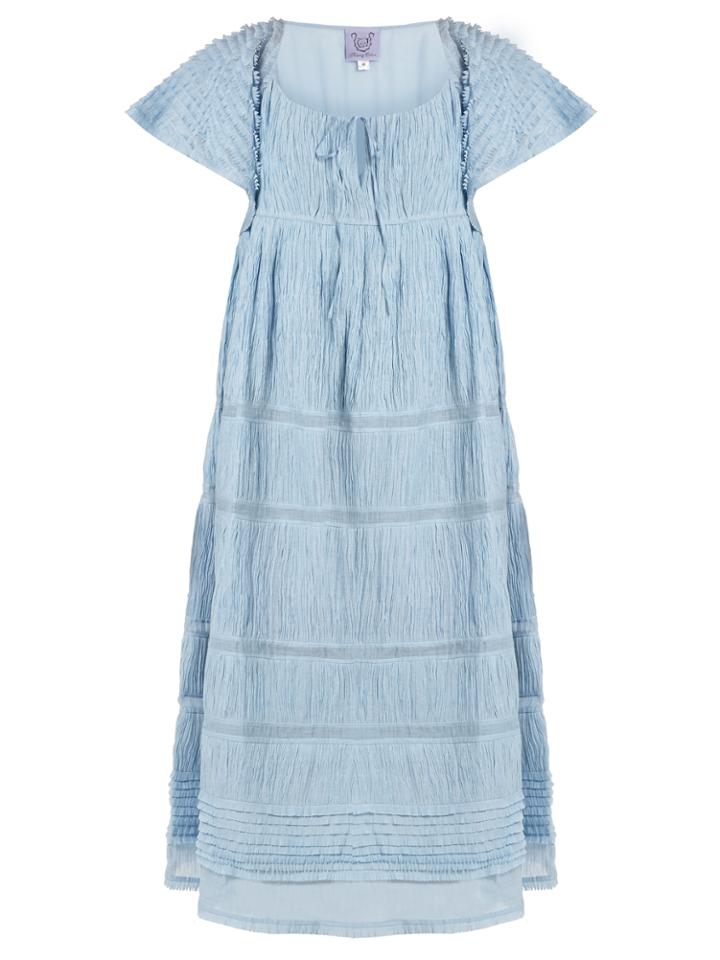 Thierry Colson Raffia Ruched Cotton-blend Voile Dress