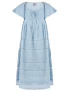 Thierry Colson Raffia Ruched Cotton-blend Voile Dress