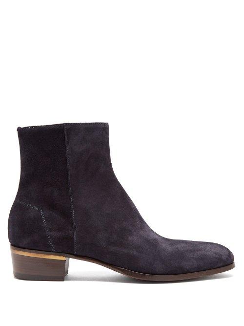 Matchesfashion.com Dunhill - Duke Suede Chelsea Boots - Mens - Dark Blue