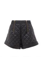 Matchesfashion.com Self-portrait - High-rise Quilted Faux-leather Shorts - Womens - Black