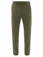 Matchesfashion.com Caruso - Pleated Wool-blend Gabardine Trousers - Mens - Khaki