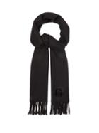 Matchesfashion.com Moncler - Logo Appliqu Fringed Wool Scarf - Womens - Black