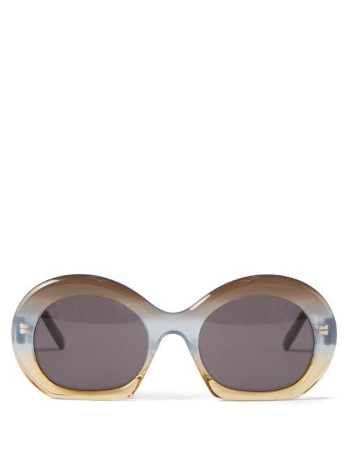 Loewe - Oversized Round Acetate Sunglasses - Womens - Brown Multi