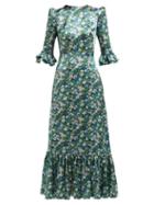 Matchesfashion.com The Vampire's Wife - Festival Floral Print Silk Dress - Womens - Green Print