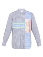 Comme Des Garçons Shirt Contrast-panel Striped Cotton Shirt