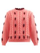 Shrimps - Linden Wool-blend Cable-knit Sweater - Womens - Pink Multi