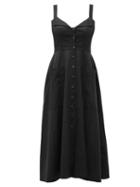 Matchesfashion.com Saloni - Fara Cotton Blend Midi Dress - Womens - Black