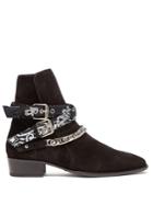 Amiri Bandana & Chain Ankle-strap Suede Ankle Boots