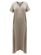 Matchesfashion.com Raey - Short-sleeved Silk-satin Maxi Dress - Womens - Grey