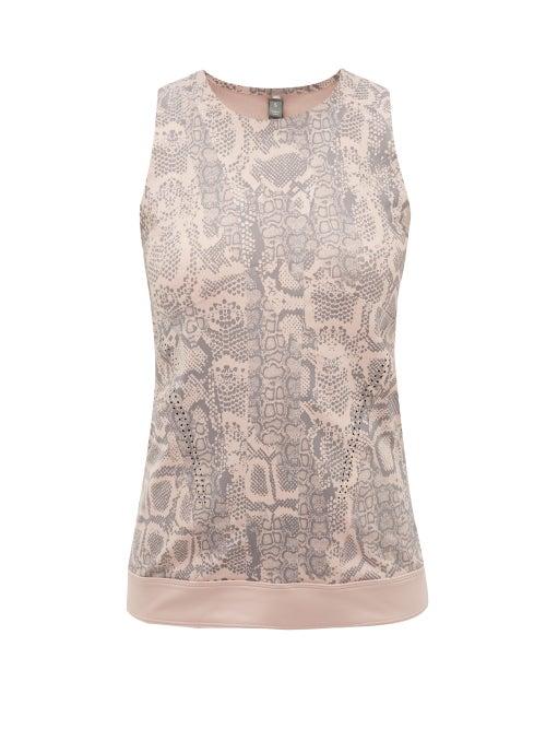Matchesfashion.com Adidas By Stella Mccartney - Snake-print Stretch-technical Blend Tank Top - Womens - Pink Print