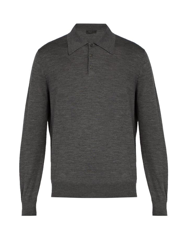 Prada Spread Collar Fine Knit Sweater