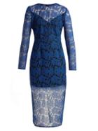 Matchesfashion.com Diane Von Furstenberg - Geometric Embroidered Tulle Dress - Womens - Blue