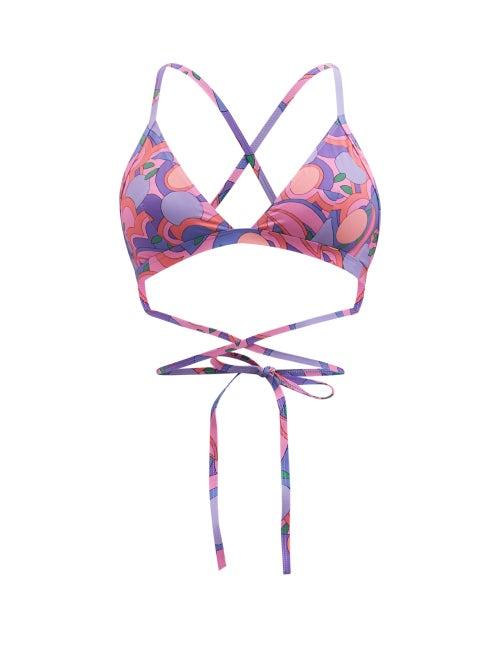 Isabel Marant - Solange Abstract-print Triangle Bikini Top - Womens - Pink Print