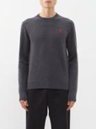 Ami - Ami De Caur-logo Merino Sweater - Mens - Grey