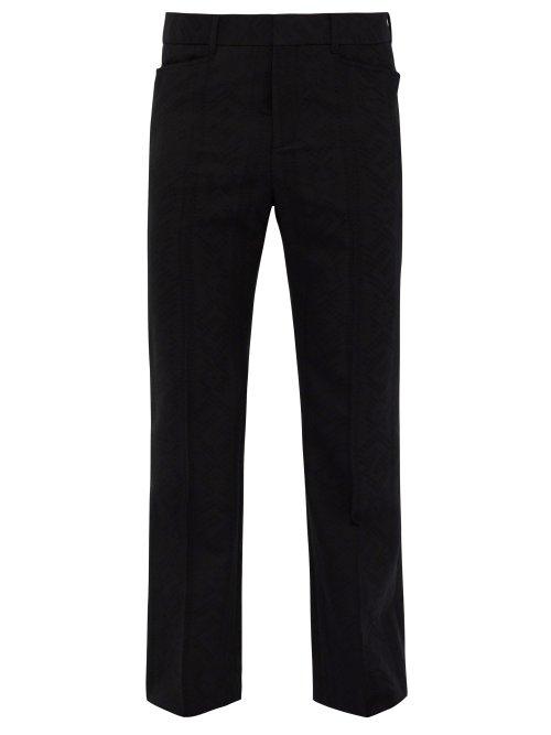 Matchesfashion.com Saint Laurent - Flared Wool Jacquard Trousers - Mens - Black