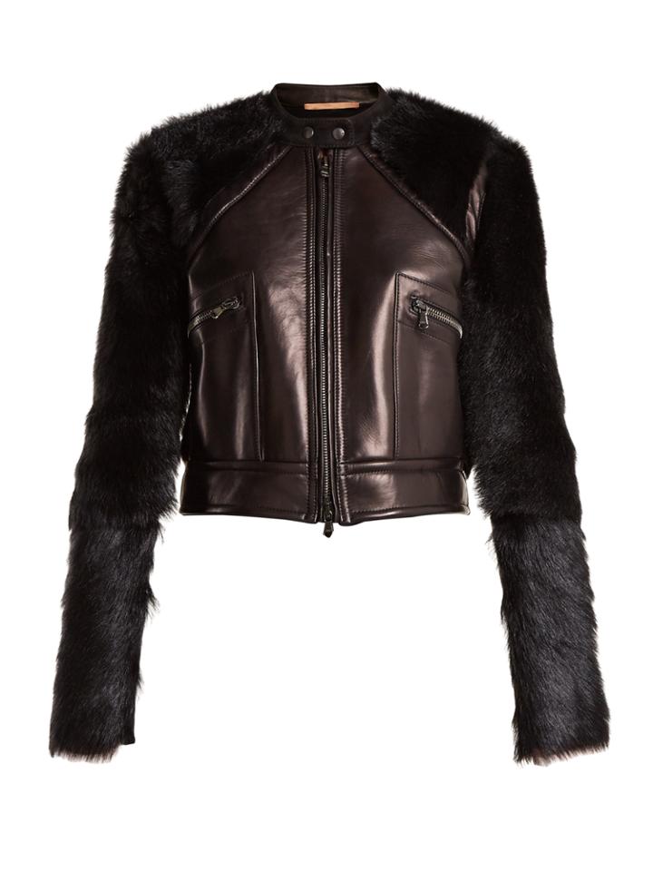 Summa Contrast-sleeve Leather And Shearling Jacket