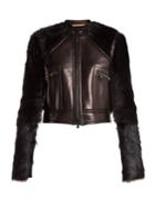 Summa Contrast-sleeve Leather And Shearling Jacket