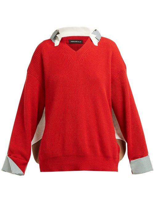 Matchesfashion.com Undercover - Hybrid Cotton Shirt Sweater - Womens - Red