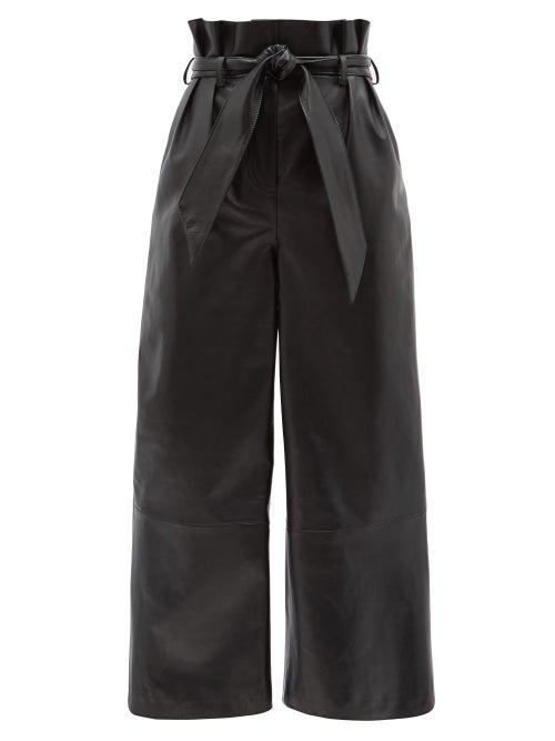 Alexandre Vauthier - Paperbag-waist Leather Trousers - Womens - Black
