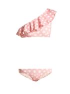 Matchesfashion.com Lisa Marie Fernandez - Arden Polka Dot One Shoulder Bikini - Womens - Pink Multi