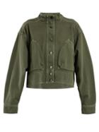 Matchesfashion.com Valentino - Patch Pocket Denim Cropped Jacket - Womens - Dark Green