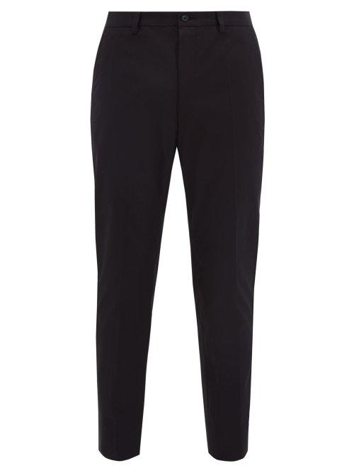 Matchesfashion.com Dolce & Gabbana - Stretch Cotton Gabardine Slim Leg Trousers - Mens - Navy
