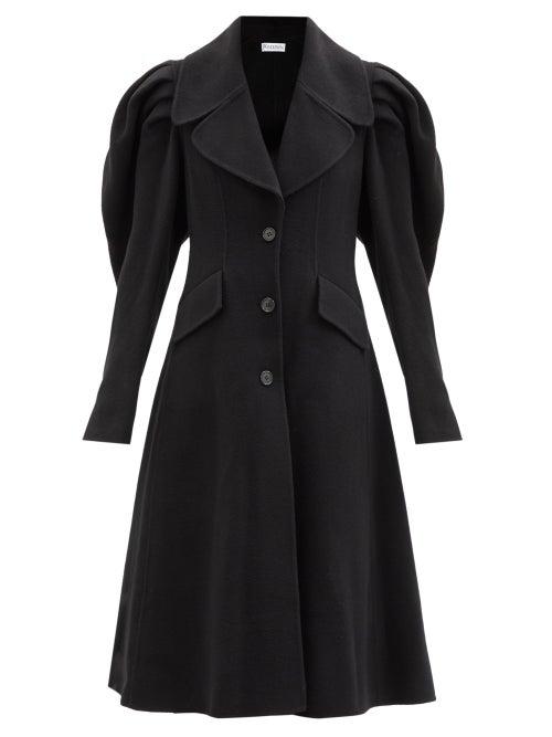 Matchesfashion.com Jw Anderson - Puff-shoulder Single-breasted Wool Coat - Womens - Black
