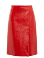 Matchesfashion.com Balenciaga - Front Slit Cracked Patent Leather Skirt - Womens - Red