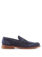 Brunello Cucinelli - Suede Penny Loafers - Mens - Navy