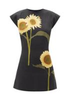 Bernadette - Anne Sunflower-print Linen-cambric Mini Dress - Womens - Black Yellow