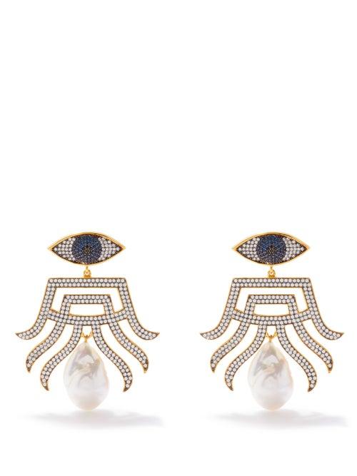 Begum Khan - Nazar Shanghai Pearl & 24kt Gold-plated Earrings - Womens - Multi