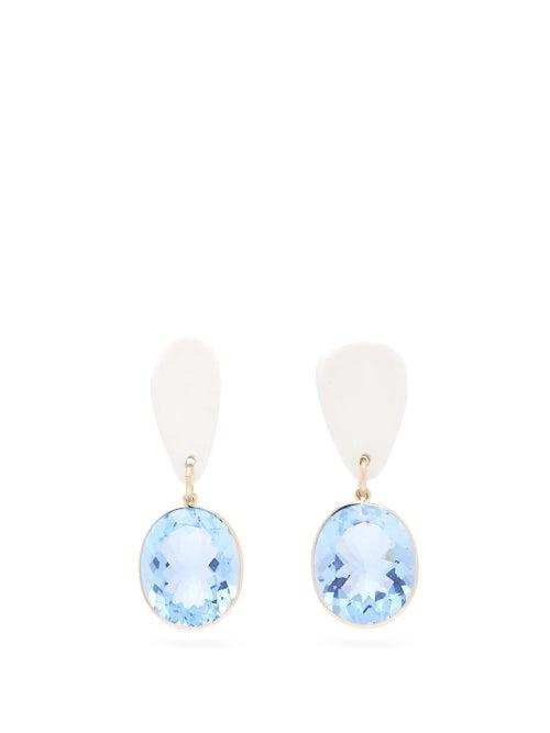 Matchesfashion.com Sonia Boyajian - Mykonos Crystal & Ceramic Drop Earrings - Womens - Blue