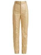 Matchesfashion.com Hillier Bartley - Glam Metallic Faux Leather Trousers - Womens - Gold