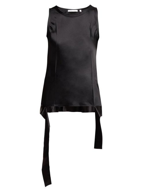 Matchesfashion.com Helmut Lang - Asymmetric Hem Sleeveless Satin Top - Womens - Black