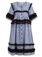Matchesfashion.com Molly Goddard - Macy Gingham Cotton Midi Dress - Womens - Navy