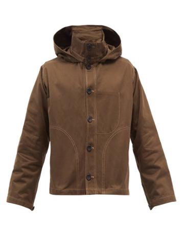 3man - Cropped Cotton-gabardine Jacket - Mens - Dark Brown