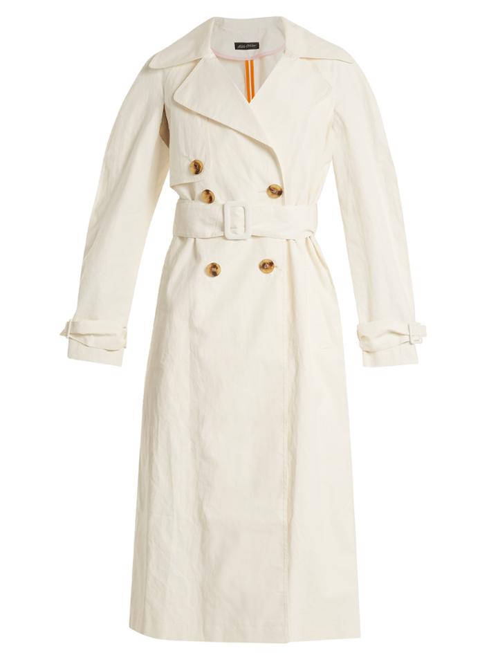 Anna October Double-breasted Coated Linen-blend Trench Coat
