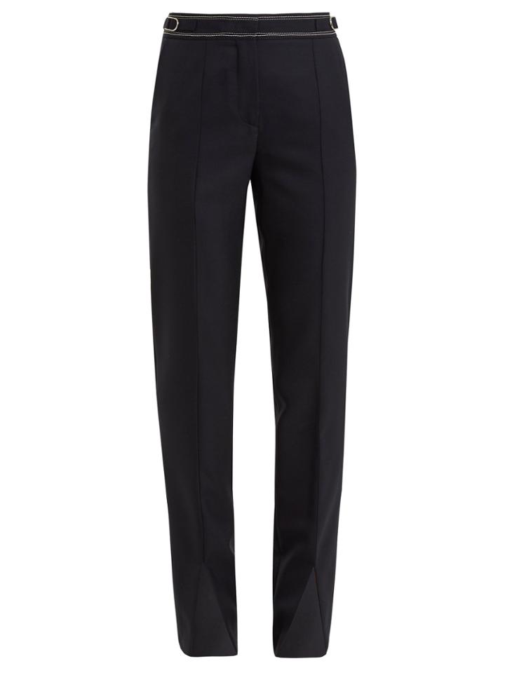 Gabriela Hearst Morrison Slit-cuff Contrast-stitch Wool Trousers
