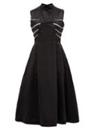 Matchesfashion.com Noir Kei Ninomiya - Eyelet-embellished Open-back Satin Midi Dress - Womens - Black