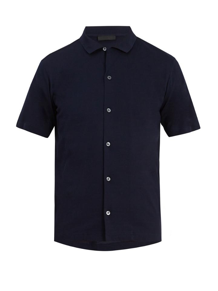 Prada Spread-collar Cotton-piqu Polo Shirt
