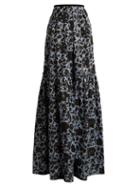 Matchesfashion.com Erdem - Amanda Floral Jacquard Maxi Skirt - Womens - Black Blue