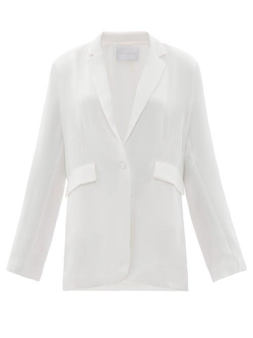 Matchesfashion.com Asceno - Azores Single-breasted Silk-crepe Blazer - Womens - White