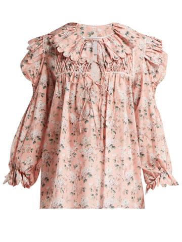Horror Vacui Defensia Floral-print Cotton Blouse