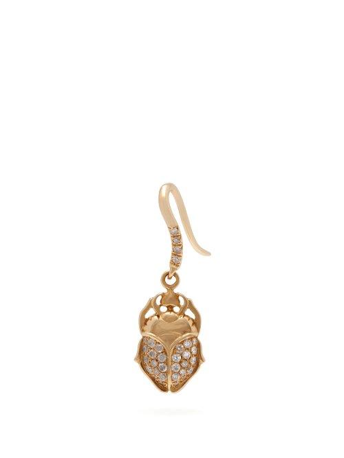 Matchesfashion.com Aurlie Bidermann Fine Jewellery - 18kt Gold And Diamond Scarab Single Earring - Womens - Gold