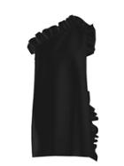 Matchesfashion.com Msgm - One Shoulder Ruffle Trimmed Crepe Dress - Womens - Black