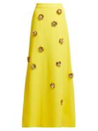 Matchesfashion.com Delpozo - Flower Embellished Maxi Skirt - Womens - Yellow