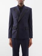 Dolce & Gabbana - Double-breasted Wool Tuxedo Jacket - Mens - Midnight Blue