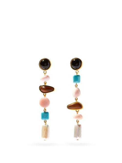Matchesfashion.com Lizzie Fortunato - Heroine Gemstone And Gold-plated Drop Earrings - Womens - Multi