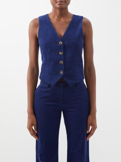 Bella Freud - Chrissie Corduroy Waistcoat - Womens - Navy