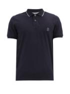 Matchesfashion.com Brunello Cucinelli - Logo-embroidery Cotton-piqu Polo Shirt - Mens - Navy